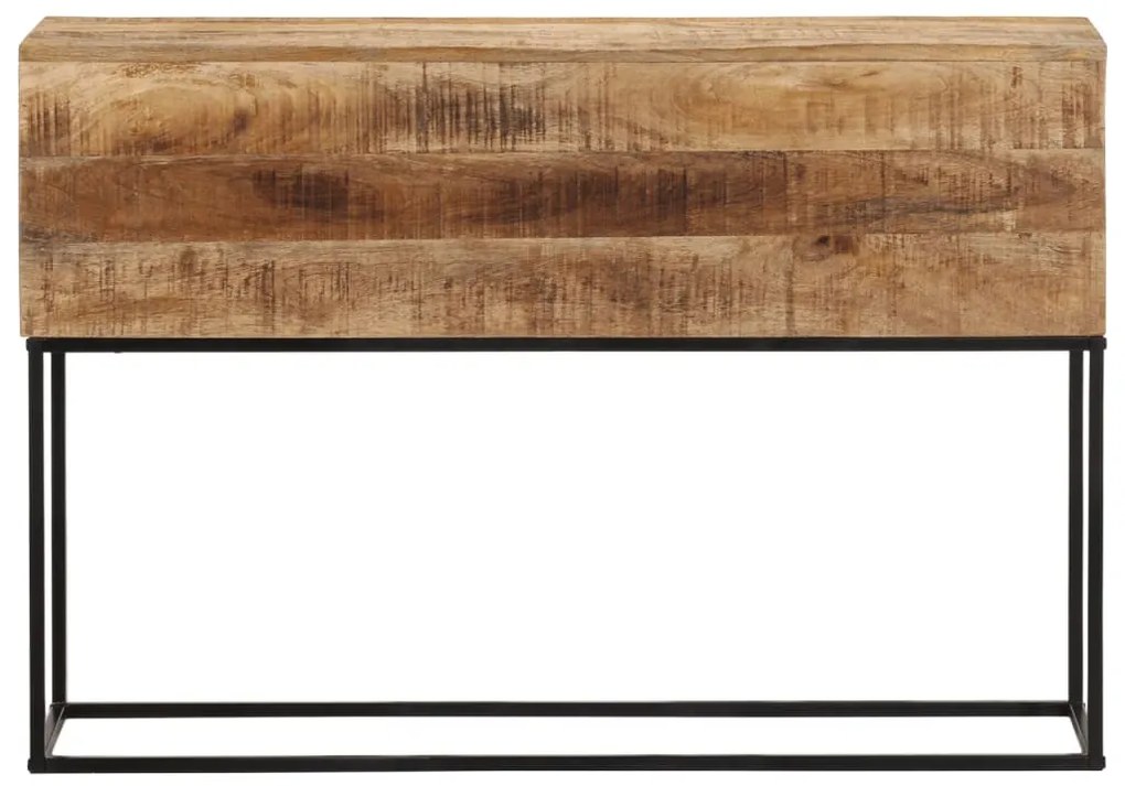 tömör nyers mangófa és vas tálalóasztal 110 x 30 x 75 cm