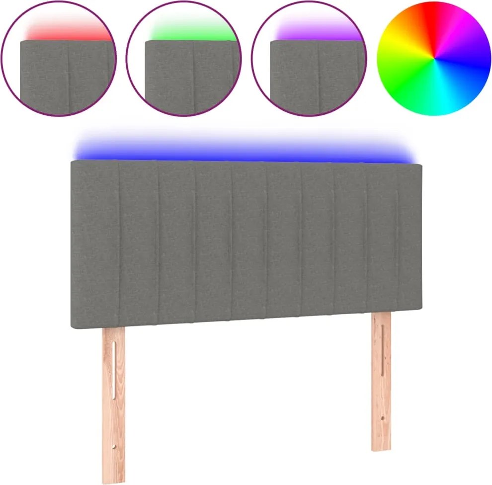 vidaXL sötétszürke szövet LED-es fejtámla 100x5x78/88 cm