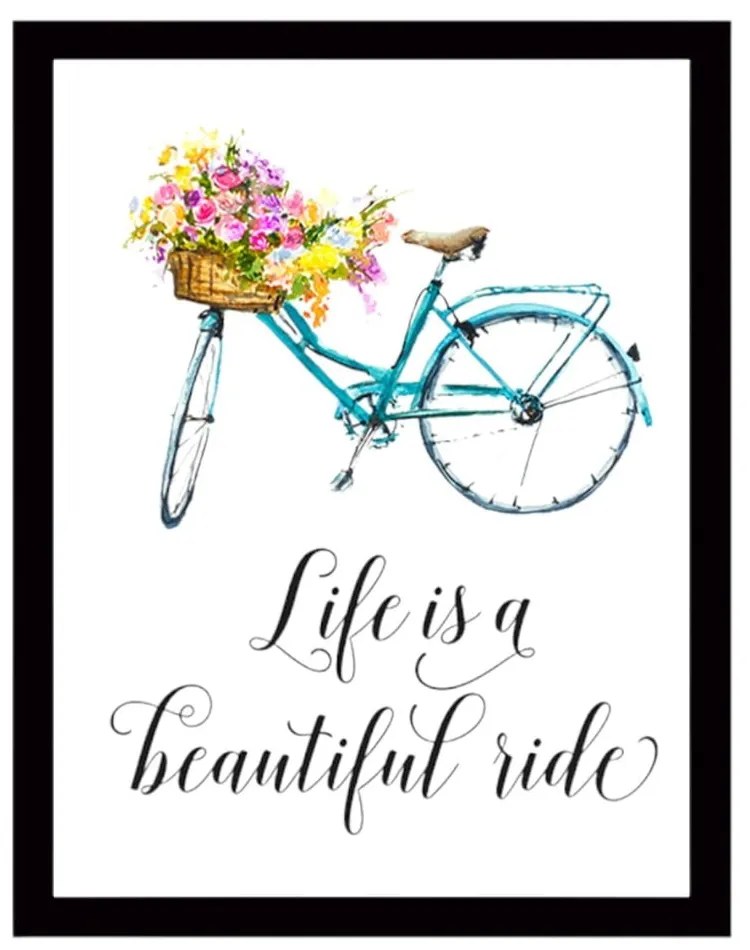 Bicycle vászonkép fekete keretben, 29 x 24 cm - Tablo Center