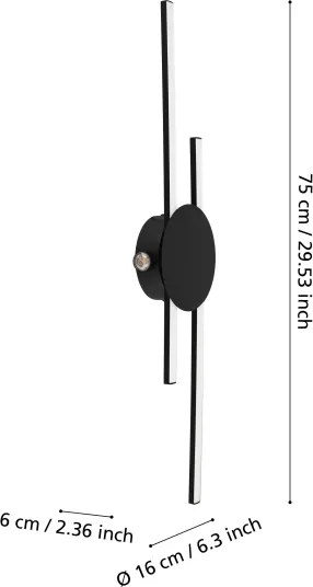 Eglo 902123 - VENTICELLO LED fali lámpatest LED/20W/230V + LED/0,91W fekete