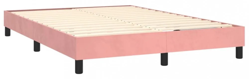 rózsaszín bársony rugós ágykeret 140 x 190 cm