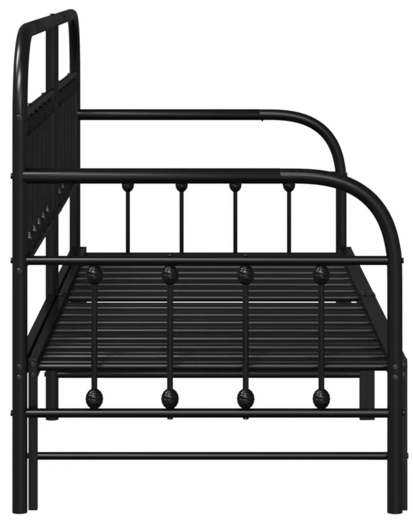 Nappali ágykeret fejtámlával Fekete 75 x 190 cm Acél
