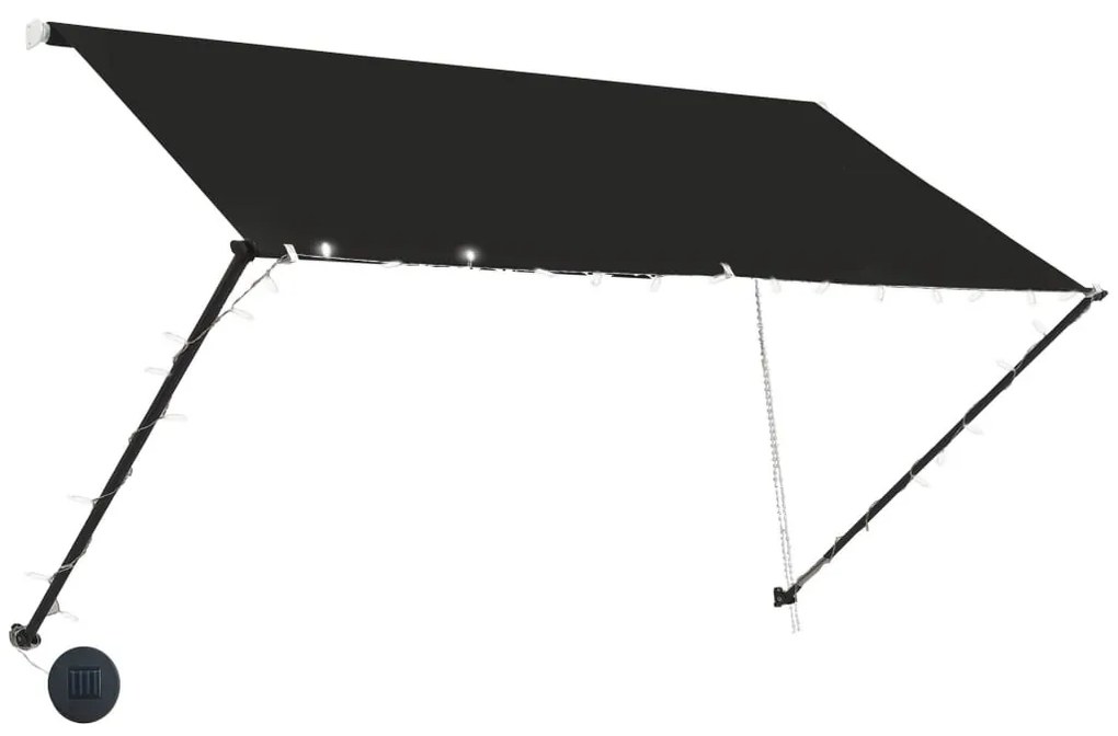 Feltekerhető antracitszürke napellenző LED-del 250 x 150 cm