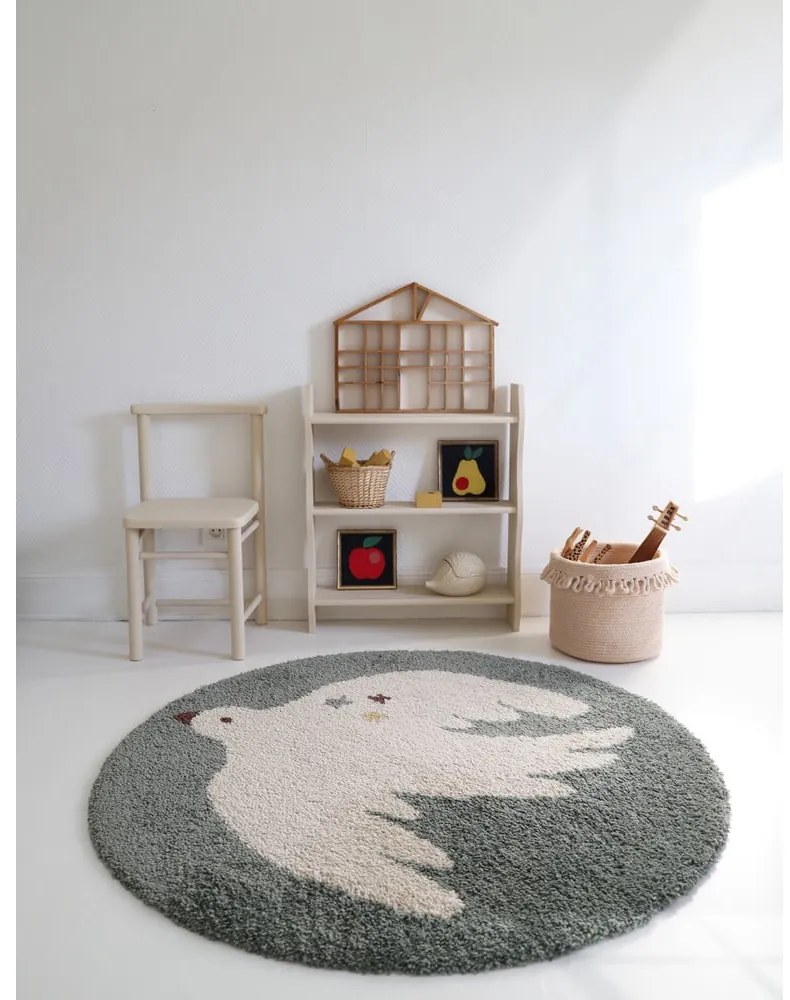 Világoszöld gyerek szőnyeg ø120 cm Bohemian Bird Aqua – Nattiot
