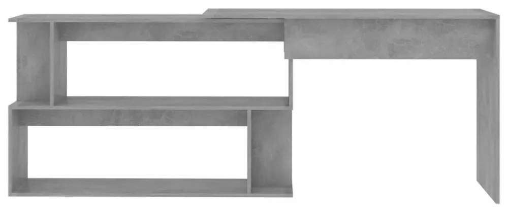 betonszürke szerelt fa sarokasztal 200 x 50 x 76 cm