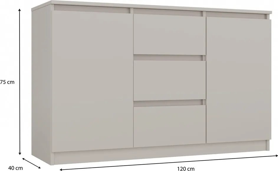 2D4S 120 komód 2 ajtó + 3 fiók, kasmír
