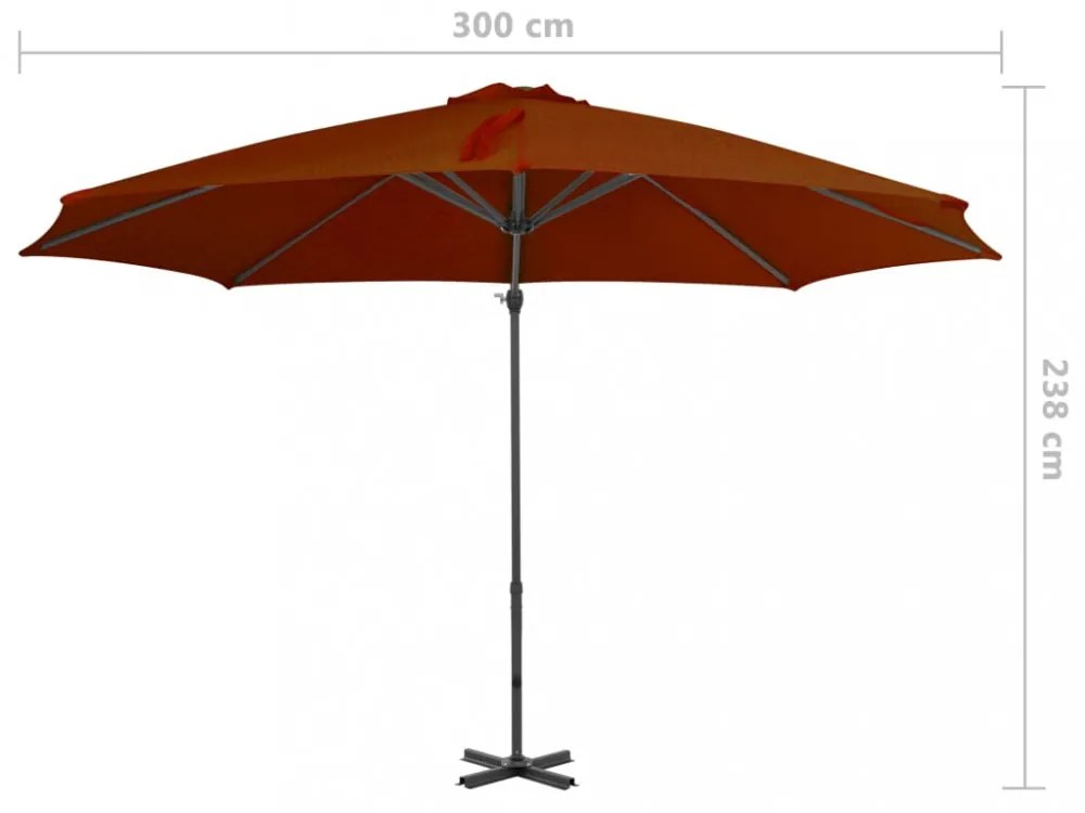 terrakotta színű konzolos napernyő alumíniumrúddal 300 cm