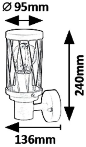 Rabalux 8888 - Kültéri fali lámpa BUDAPEST 1xE27/40W/230V IP44