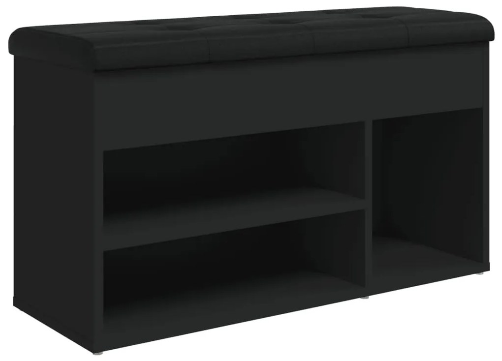 fekete szerelt fa cipőtároló pad 82 x 32 x 45,5 cm