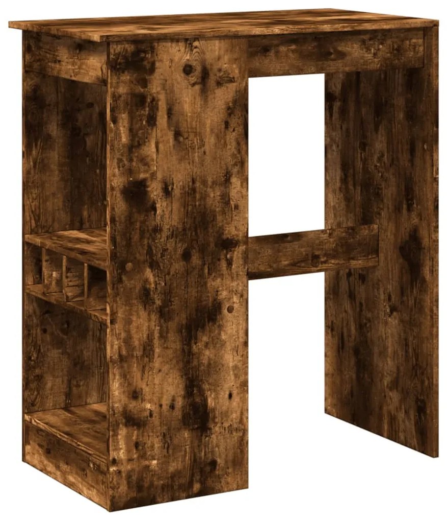 füstös tölgy szerelt fa bárasztal tárolókkal 90x47,5x103,5 cm