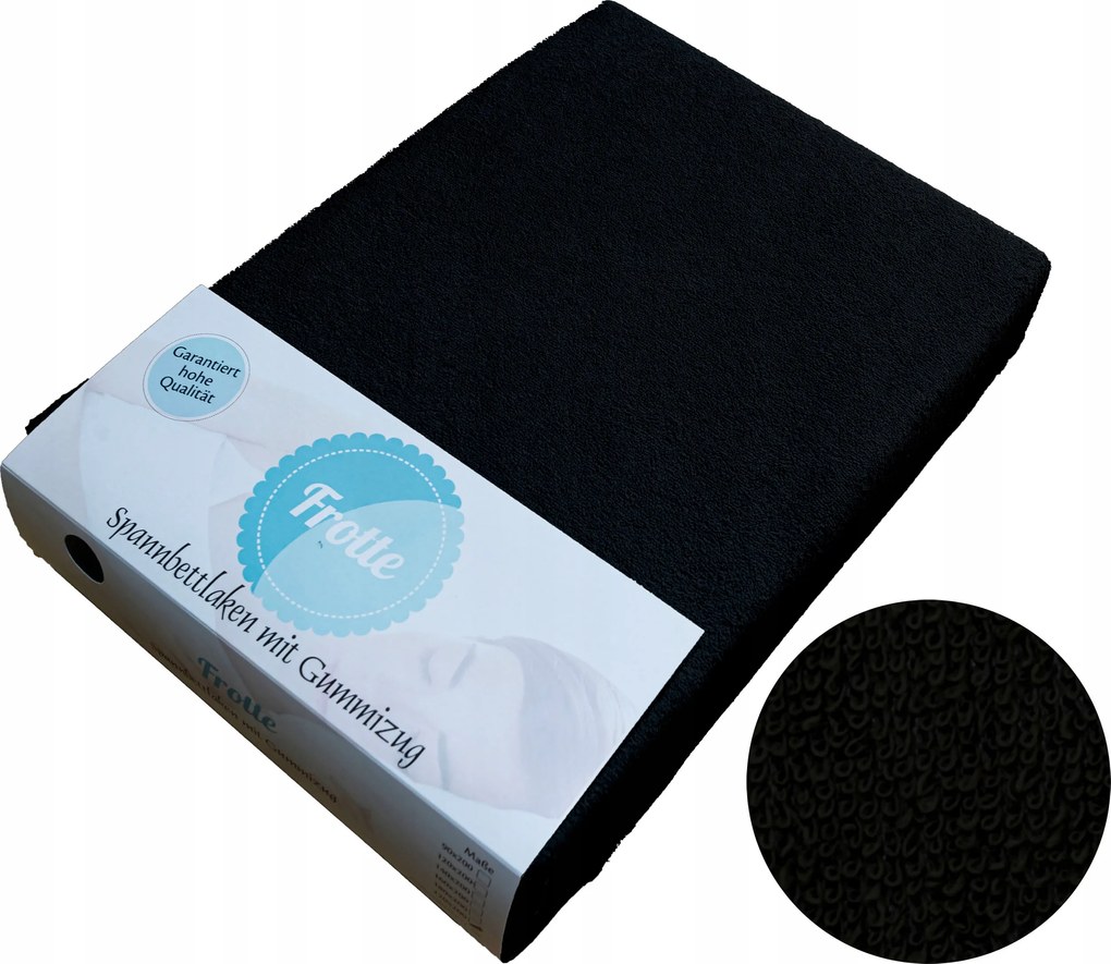 Frottír Lepedő Vastag Gumis 70x160 Frottír Fekete