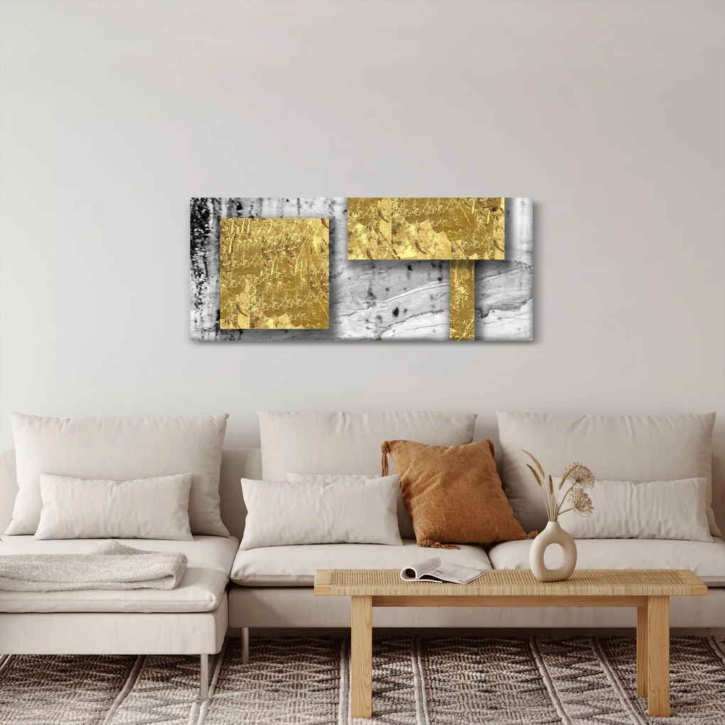 Kép - Arany négyzetek N⁰3 (120x50 cm)