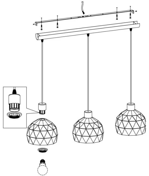 Eglo 97846 - Csillár zsinóron ROCCAFORTE 3xE14/40W/230V
