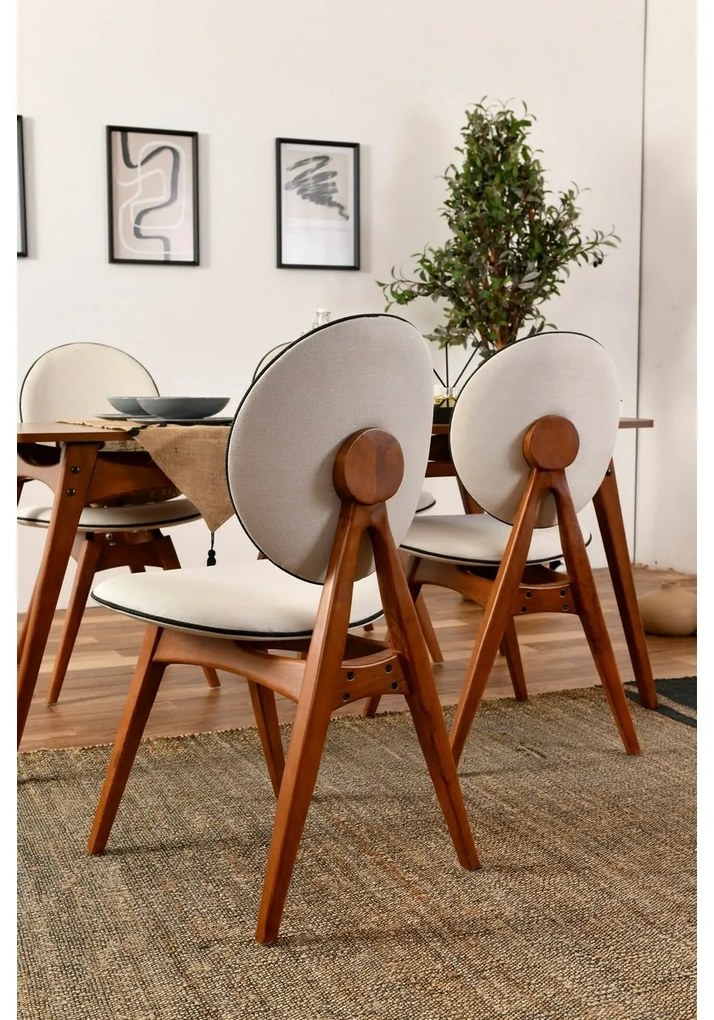 Touch Cream and Walnut étkezőszék szett, 2 db