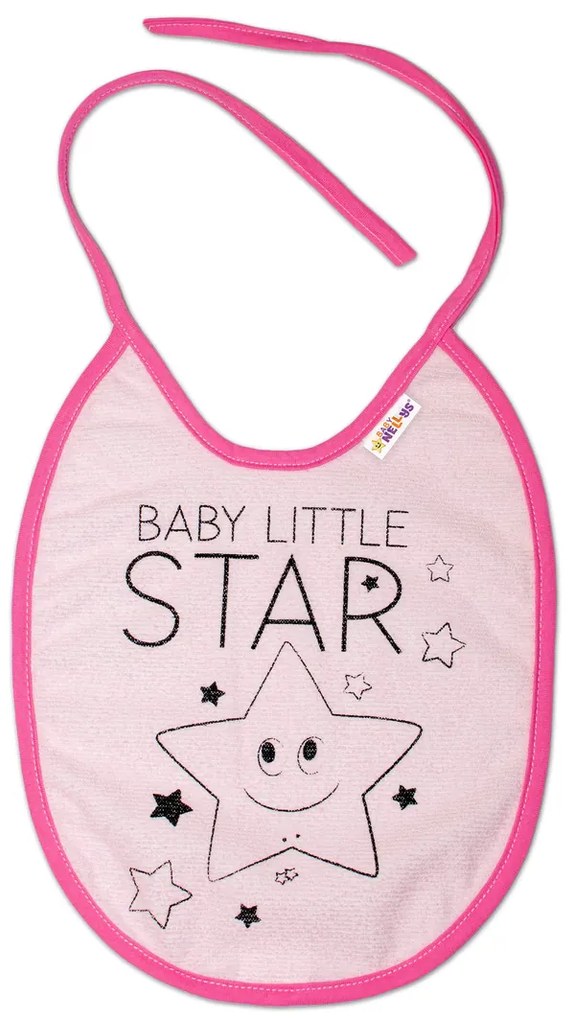 baby nellys nagy baby little star vízhatlan előke, 24 x 23 cm - rózsaszín