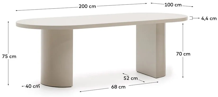 Étkezőasztal 100x200 cm Nealy – Kave Home