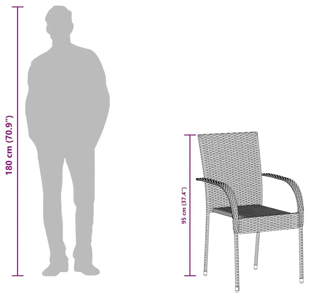 4 db barna rakásolható polyrattan kültéri szék