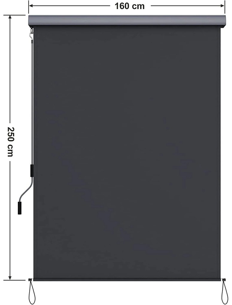 Függőleges napellenző 2,5 x 1,6 m szürke