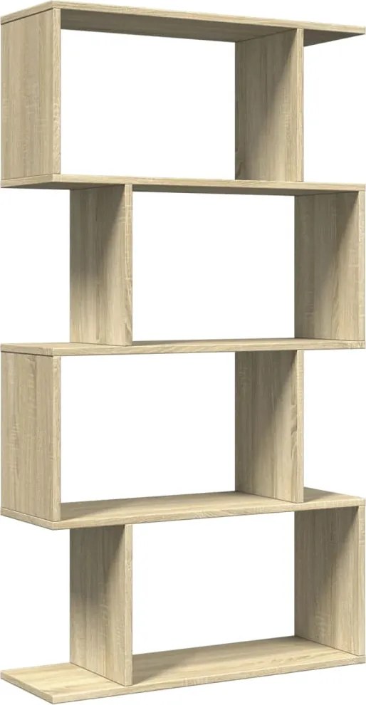 vidaXL 4 szintes sonoma tölgy fa elválasztó könyvespolc 70x24x129 cm