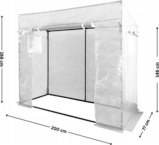 Kerti fehér paradicsom fólia 200 x 77 x 168 cm