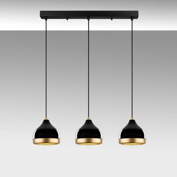 YILDO kábelre függesztett csillár 3xE27/40W/230V fekete/arany