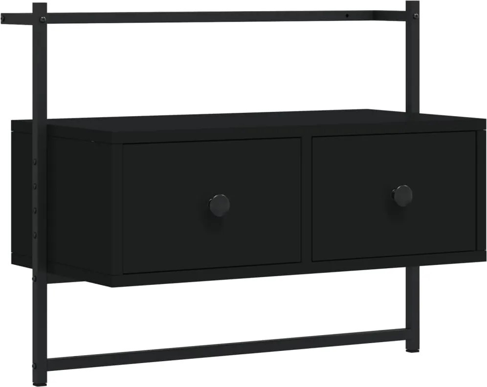 vidaXL fekete szerelt fa fali TV szekrény 60,5 x 30 x 51 cm