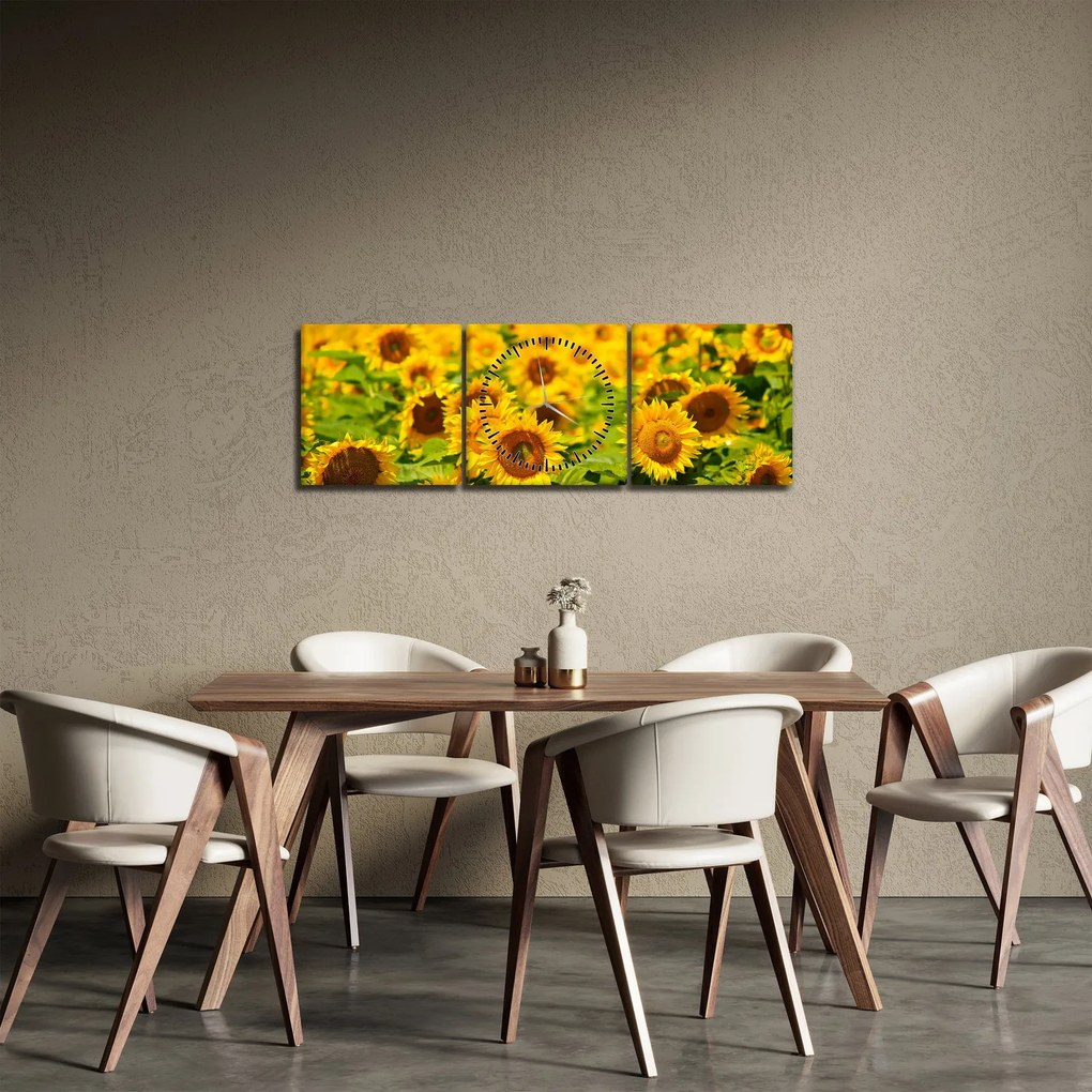 Kép - Napraforgók (órával) (90x30 cm)