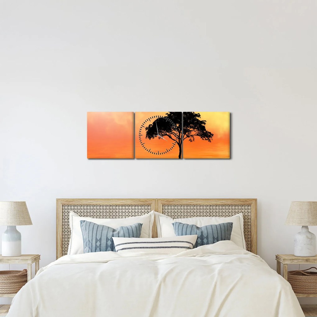 Kép egy fáról naplementekor (órával) (90x30 cm)