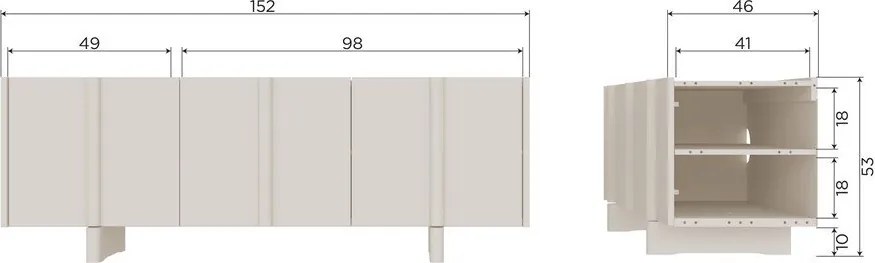 Világosszürke borovi fenyő TV-állvány 152x53x46 cm Basu – WOOOD