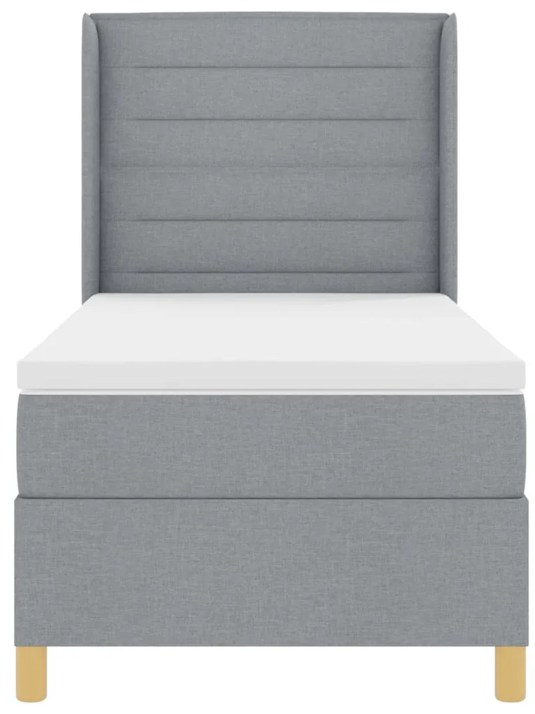 Boxspring Ágy Mattal Világosszürke 90x190 cm Textil