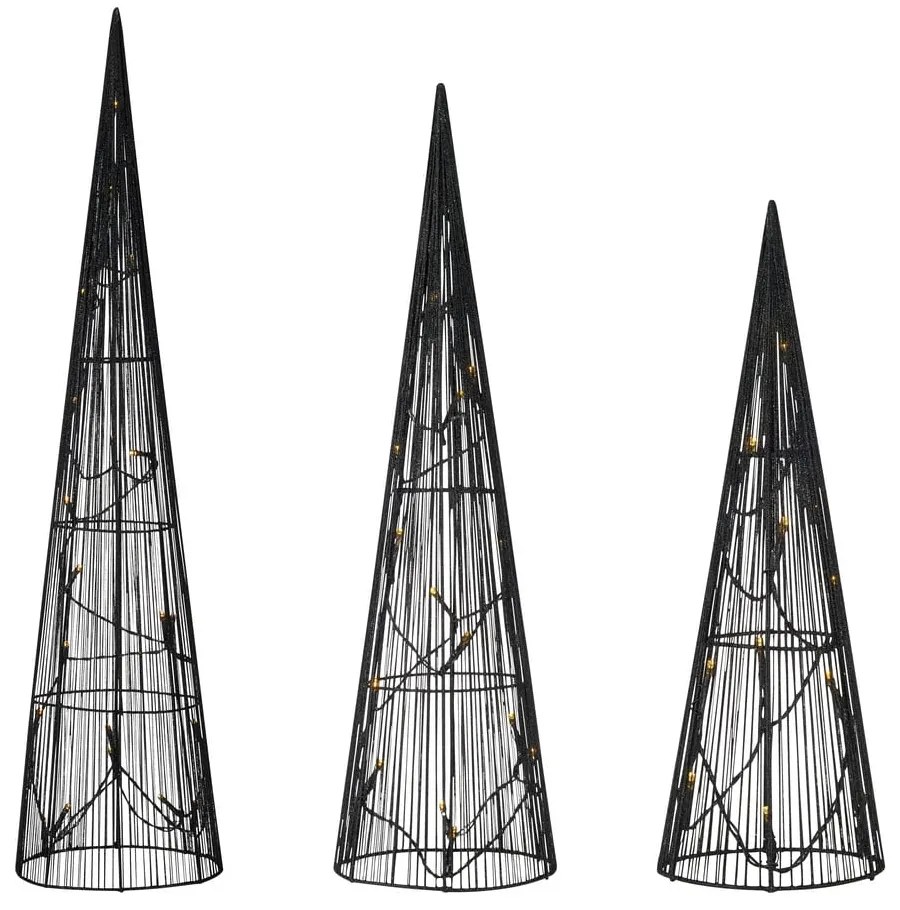 Fekete fénydekoráció készlet karácsonyi mintával 3 db-os Dunge – Markslöjd
