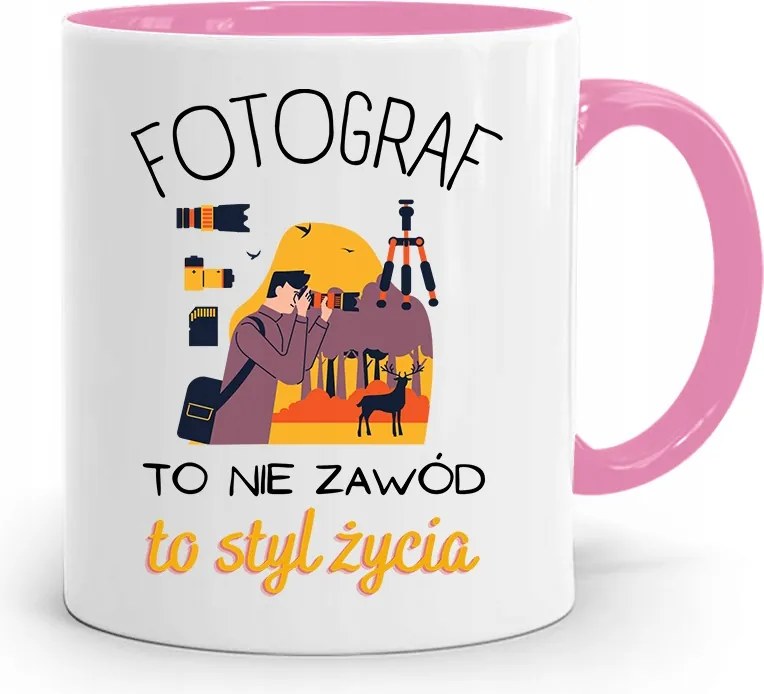 Rózsaszín Bögre Fotósnak Életmód Ajándék fényképes nyomtatással