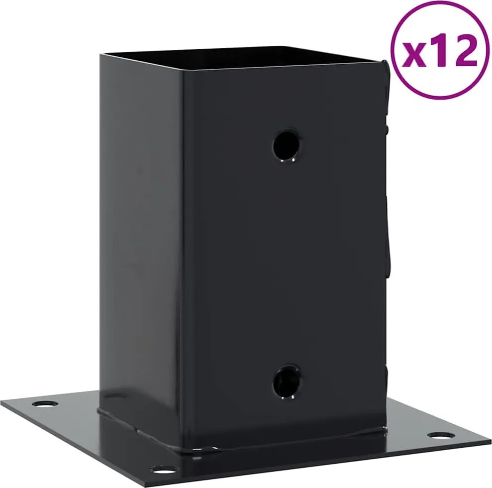vidaXL 12 db antracit porszórt acél oszlopalapok négyzet alakú 91x91mm