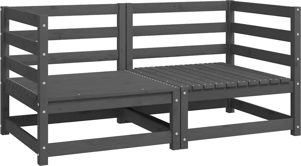 vidaXL 2 db szürke tömör fenyőfa kerti sarokkanapé