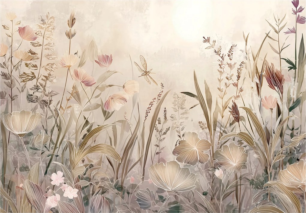 Fotótapéta Természet Rét Virágok Boho Beton Falra Hálószoba Nappali 300x210