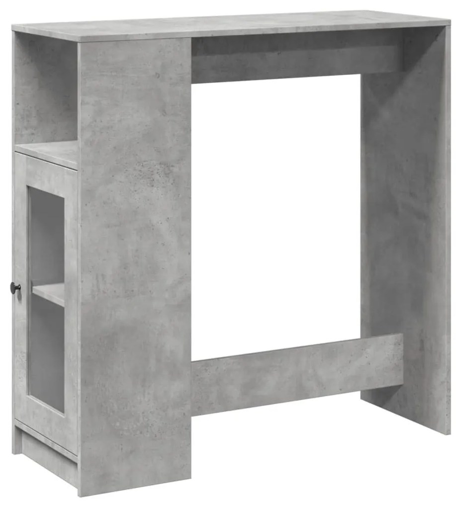 betonszürke szerelt fa tárolórekeszes bárasztal 101x40x103,5 cm