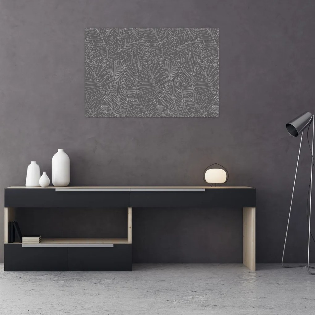 Kép - Szürke pálmalevelek (90x60 cm)