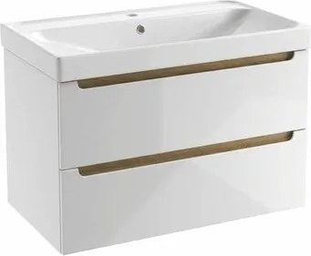 Naturel Stilla Fürdőszobaszekrény mosdóval 80x60x45 cm fehér fényes STILLAD08056U5