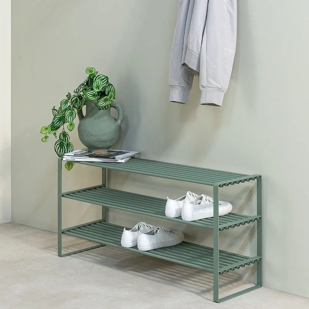 Szürkészöld fém cipőtartó 100x48,5x29 cm Rex – Spinder Design