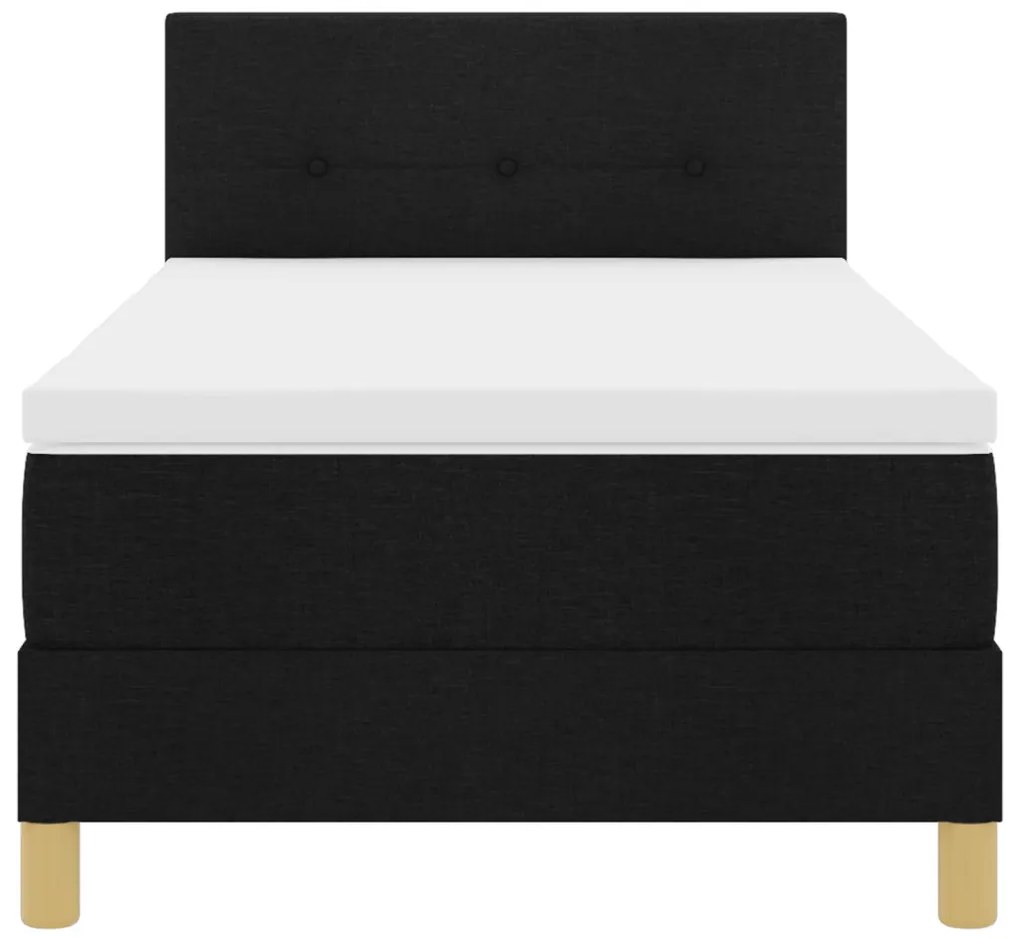 Box spring ágy puha matraccal, fekete, 90x190 cm, szövet