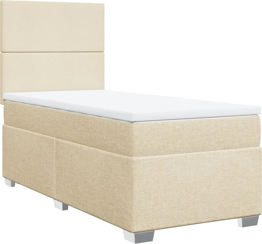 vidaXL krémszínű szövet rugós ágy matraccal 90 x 200 cm