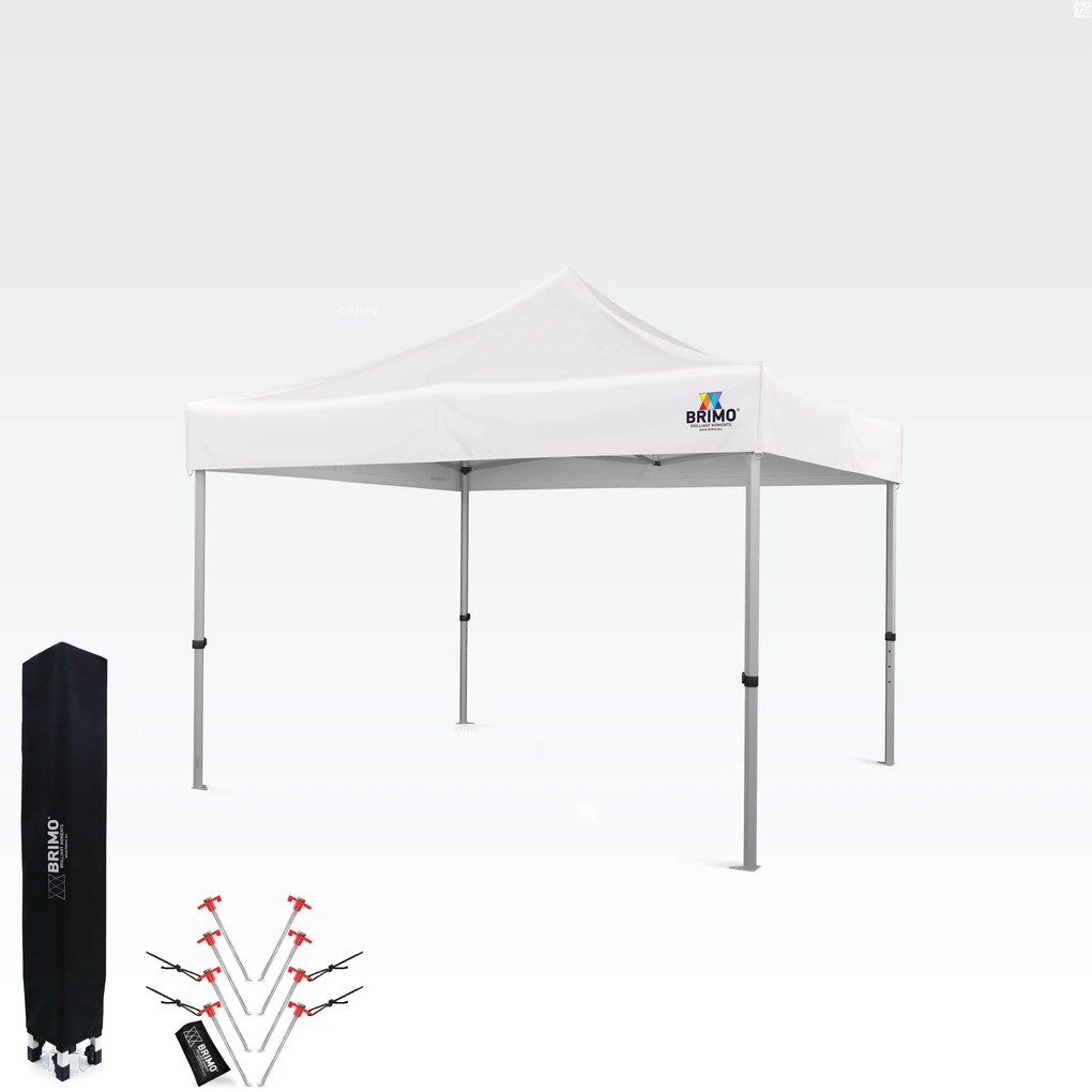 Kerti Pavilon Összecsukható 3x3m | Prémium UV/PVC Védelem | Stabilis BRIMO | Gyors Összecsukás Szerszám Nélkül - falak nélkül - Fehér