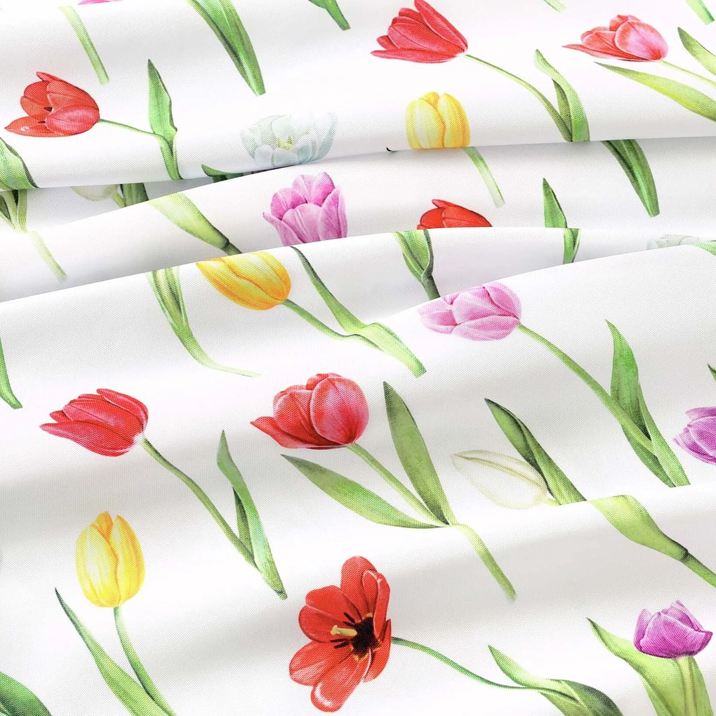 Goldea kör alakú viaszosvászon terítő - színes tulipánok Ø 110 cm