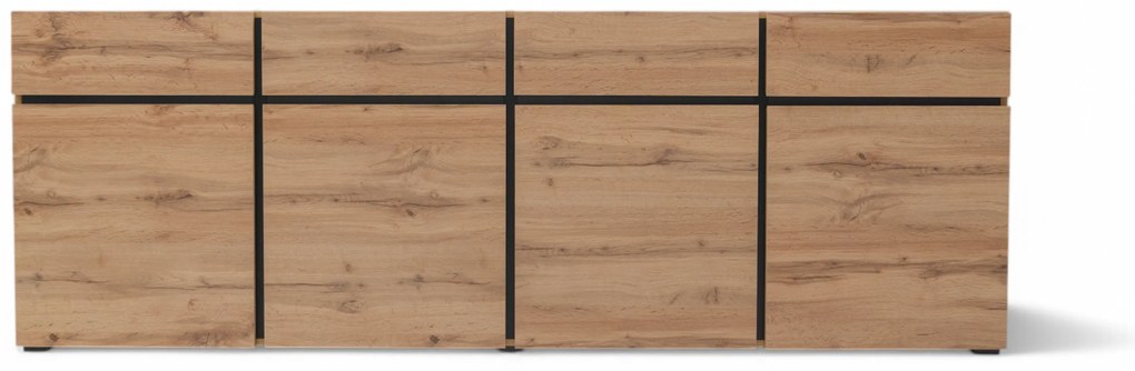 Gramon fiókos komód 225 cm - wotan tölgy / fekete