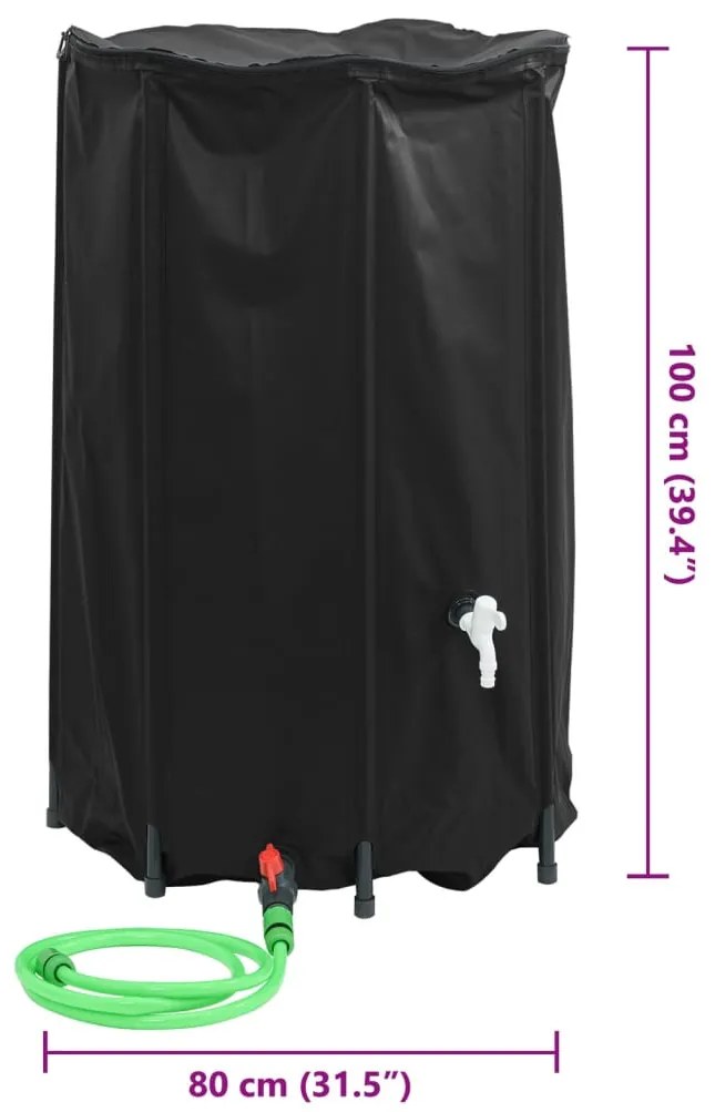 összecsukható PVC víztartály csappal 500 L