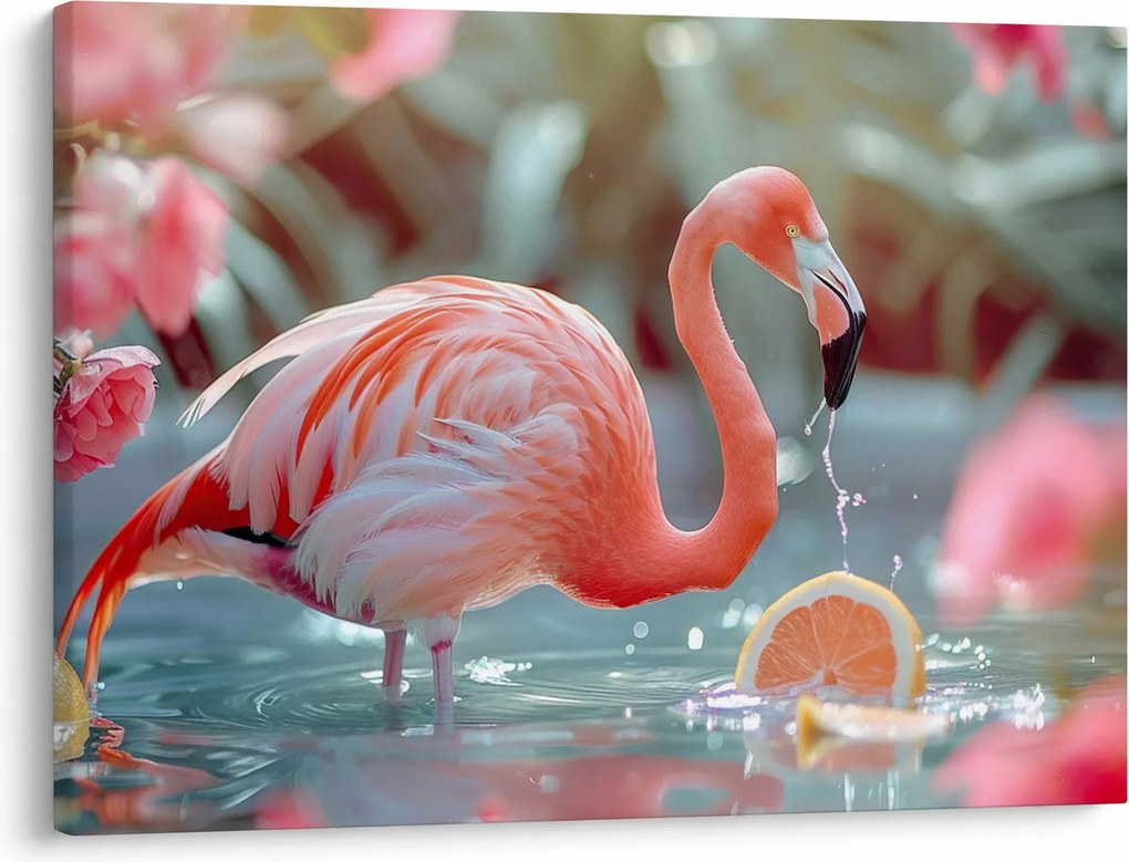 Kép - Flamingó a tóban (70x50 cm)