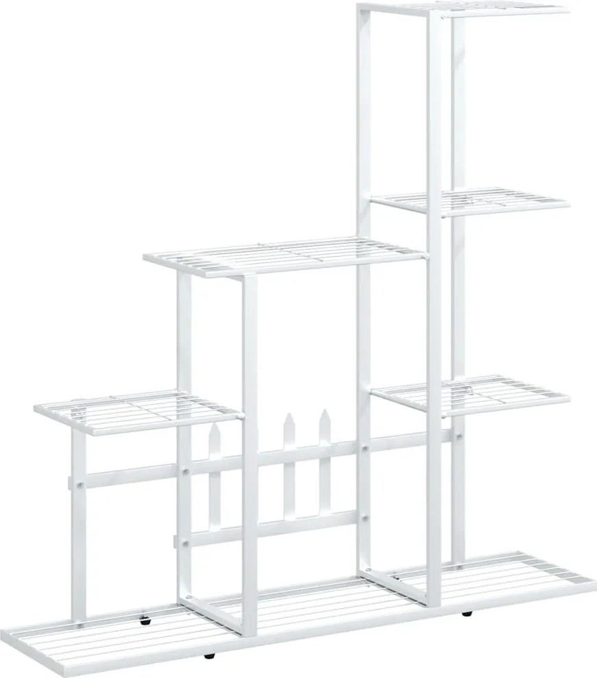 vidaXL fehér acél virágtartó állvány 94,5 x 25 x 88 cm