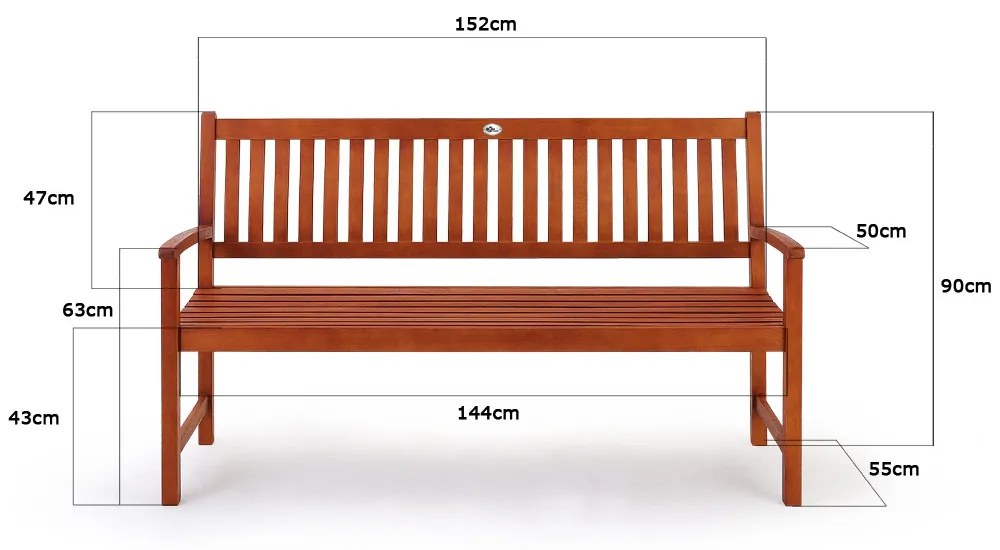 MAXIMA kerti pad, 152x55x90cm, természetes barna Casaria