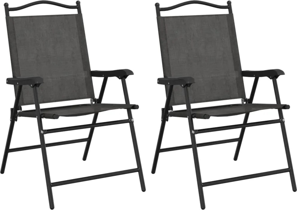 vidaXL 2 db melange szürke acél és textilén összecsukható kerti szék
