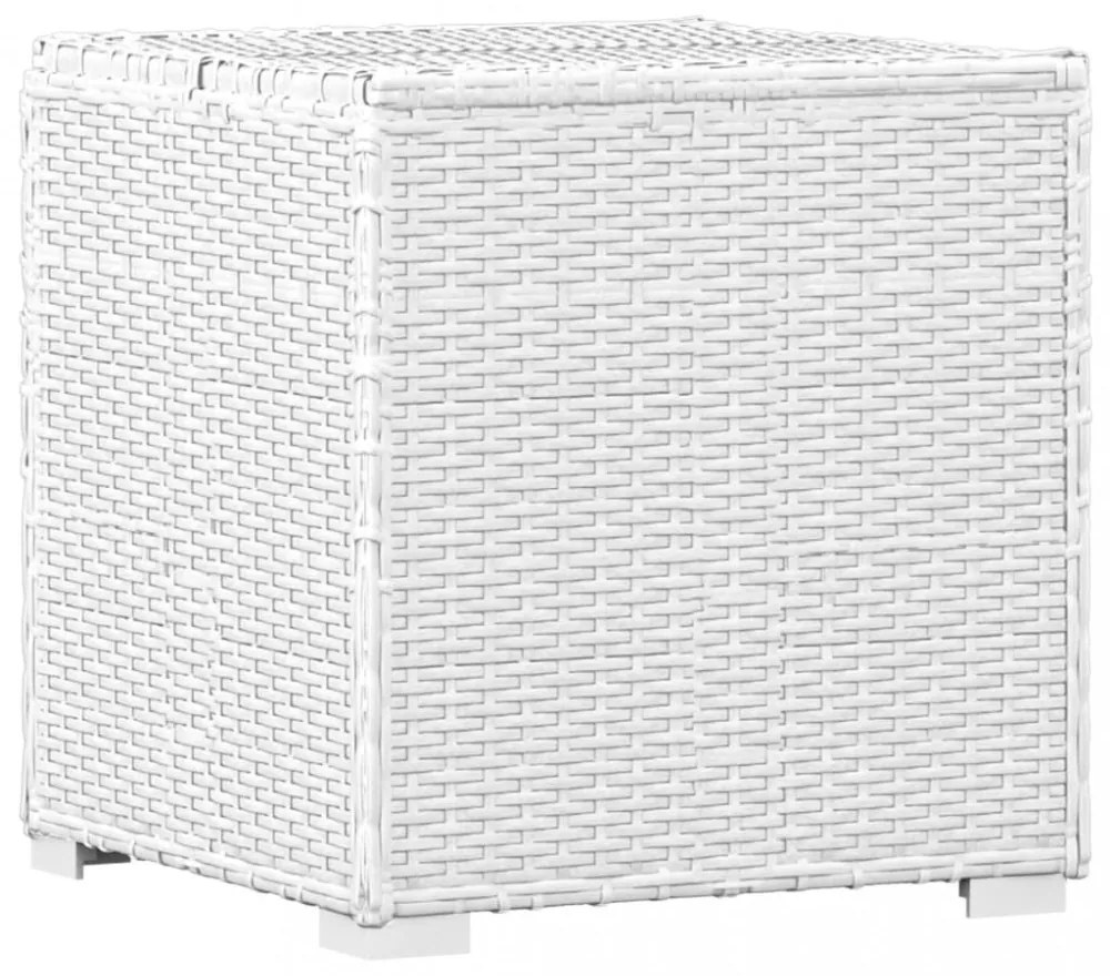 3 részes fehér polyrattan kerti napozóágy szett asztallal